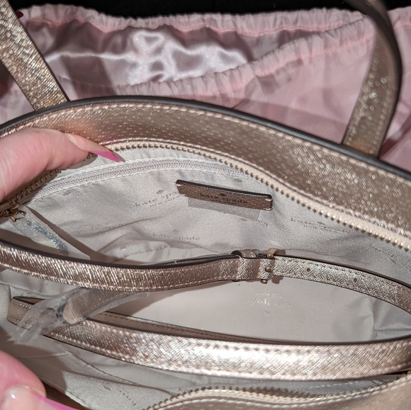 NWT Kate Spade New York Gold Glimmer Mixed Material Satchel/bag KE460 - Picture 9 of 11